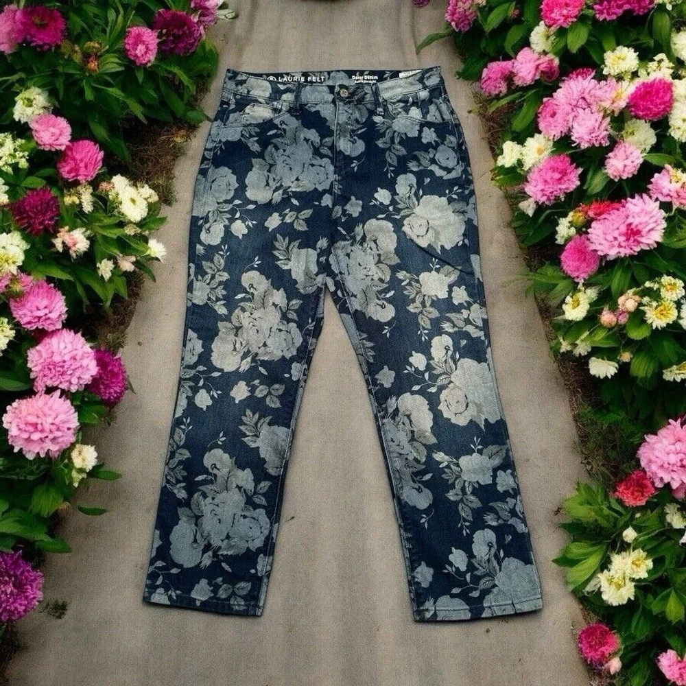 Laurie Felt Womens Jeans Blue Size 10 Daisy Denim Ankle Straight Cotton Blend - Picture 1 of 16